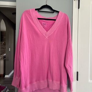 Aerie Pink V-Neck Sweater